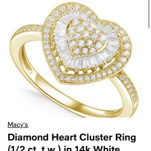 Diamond Heart Cluster Ring 1/2  CT. in 14K White Gold